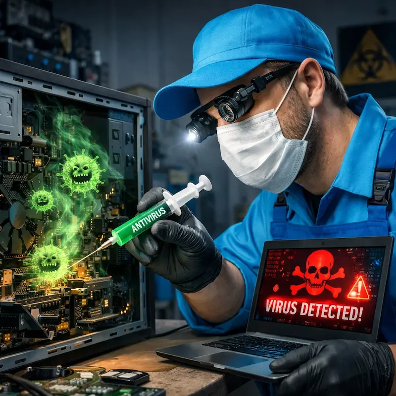 Лечение компьютера от вирусов в Коммунарке на дому